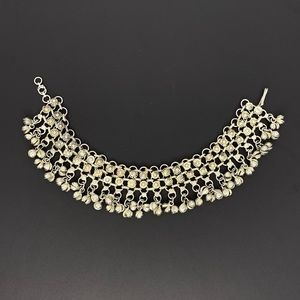 INTRICATE BOHEMIAN SILVER JINGLY ADJUSTABLE ANKLE BRACELET